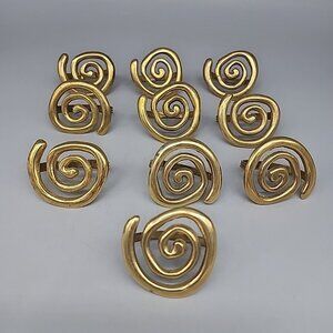 Vintage Brass Gold Metal Swirl Napkin Rings Set Of 10